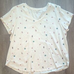 Cream Graphic Relaxed Short Sleeve Tee